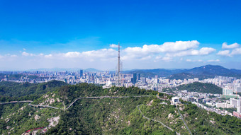 广东珠海城市大景蓝天白云天际线航拍