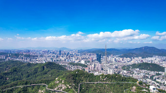 广东珠海城市大景蓝天白云天际线航拍