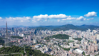 广东珠海城市大景蓝天白云天际线航拍