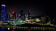 广东珠海城市夜景灯光风光航拍