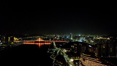 广东珠海城市夜景灯光风光航拍