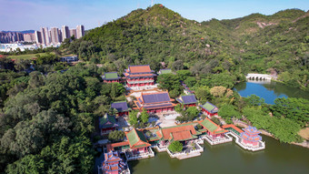 广东珠海圆明新园历史文化古建筑4A景区航拍