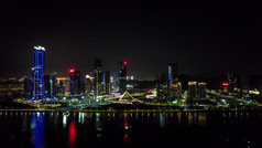 广东珠海珠海中心国际会议中心夜景航拍