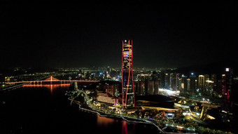 广东<strong>珠海珠海</strong>中心国际会议中心夜景航拍