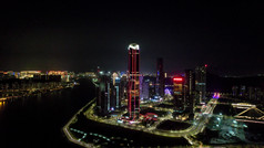 广东珠海珠海中心国际会议中心夜景航拍