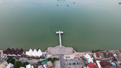 广西北海城市风光大海海洋渔船航拍