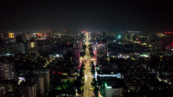 广西北海城市夜景灯光交通航拍