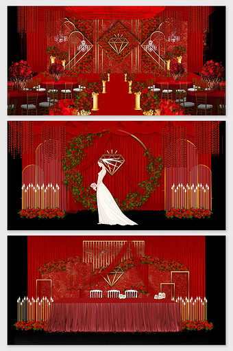 现代简约红色大气欧式婚礼图片