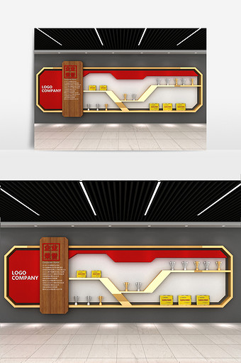 几何型企业荣誉展墙模型图片