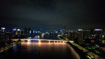 广州珠江两岸<strong>夜景</strong>灯光<strong>广州塔</strong>航拍