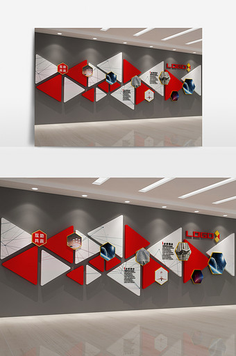 几何造型企业文化墙3D模型图片