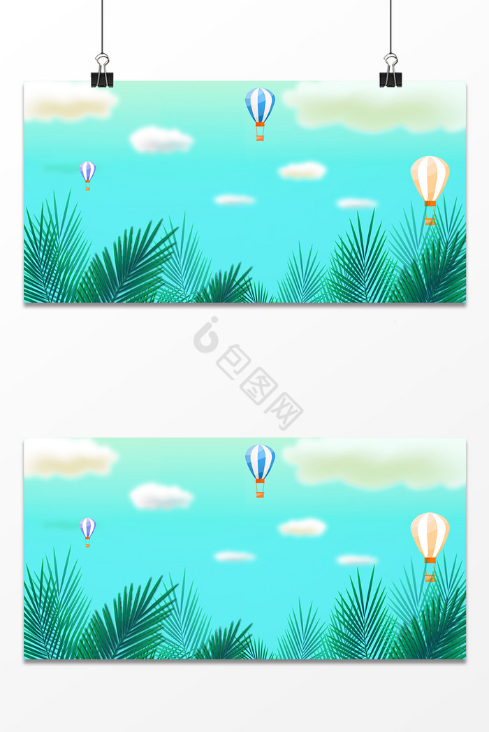 文艺热气球树叶云彩假期旅游图片