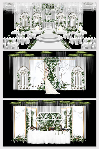 现代简约白色欧式婚礼效果图图片