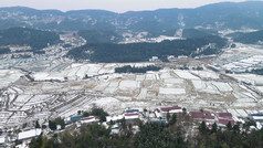 航拍美丽乡村农田雪景