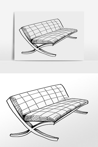 手绘线描折叠床插画图片下载