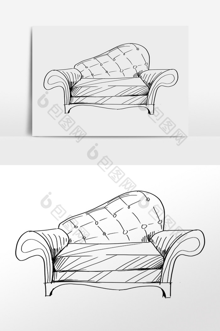 动漫人物手绘线稿沙发图片