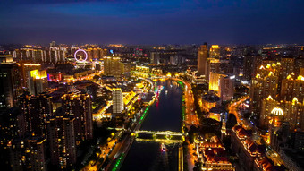 航拍天津城市<strong>夜景</strong>