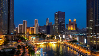 航拍天津城市<strong>夜景</strong>