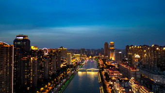 航拍天津城市<strong>夜景</strong>