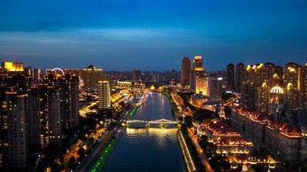 航拍天津城市<strong>夜景</strong>