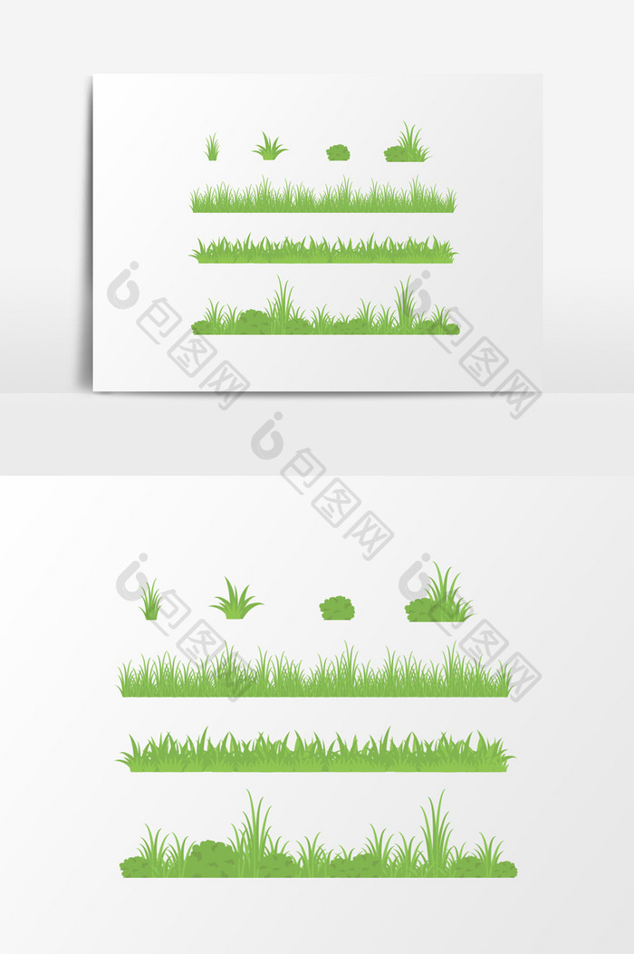 卡通春天清新嫩芽草地公园草丛元素