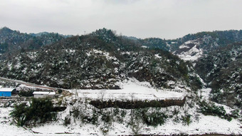 航拍田园冬天雪景