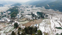 航拍乡村田园农业种植农田雪景