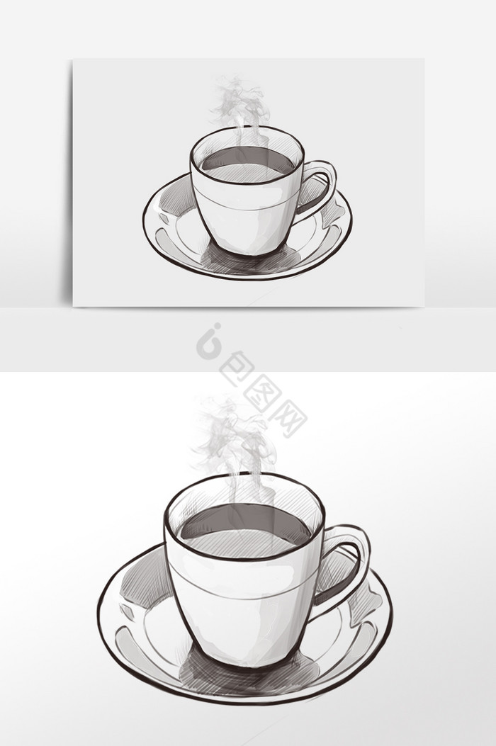 一杯热咖啡插画图片