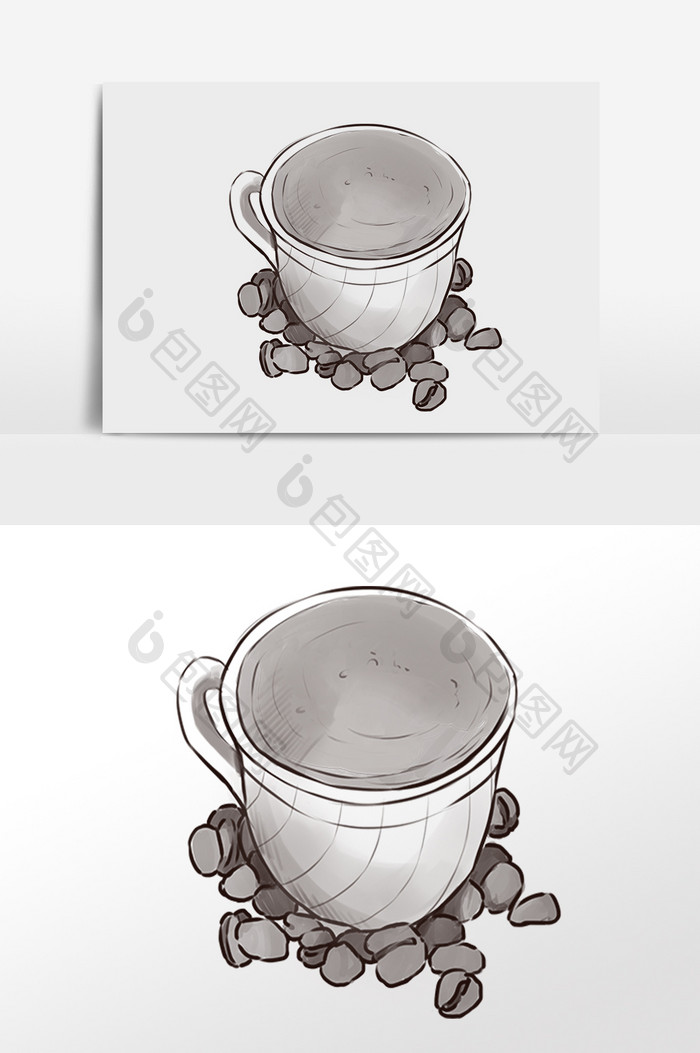 手绘咖啡咖啡豆插图
