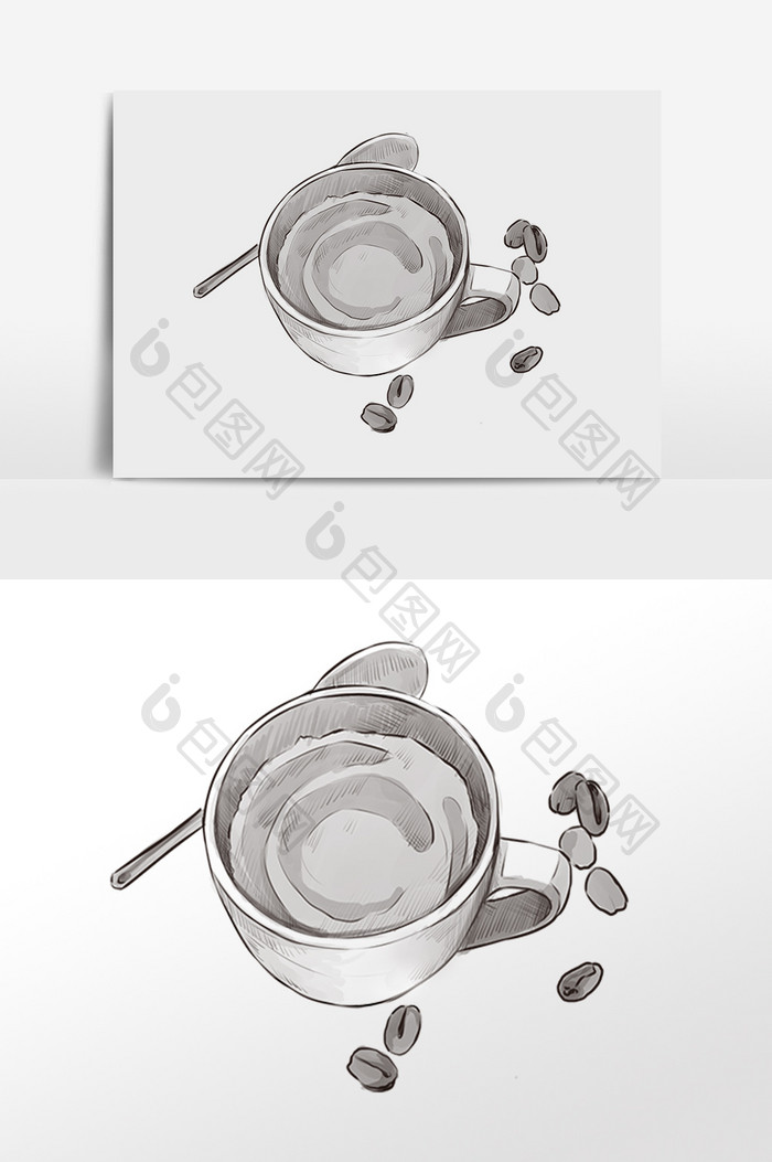 手绘线描咖啡咖啡豆