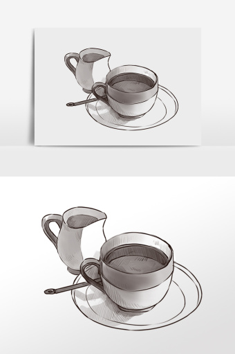 手绘线描咖啡插图 Psd素材 包图网