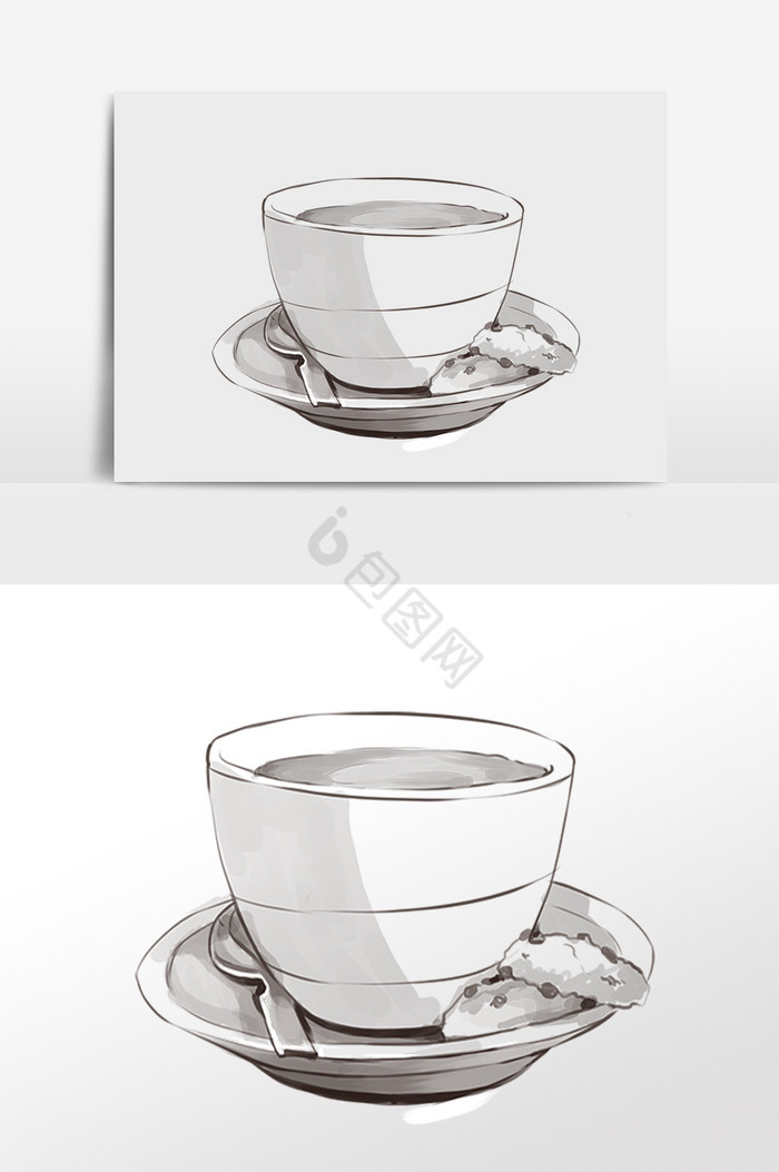 线描咖啡插图图片