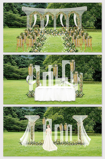 小清新唯美欧式草坪婚礼效果图图片