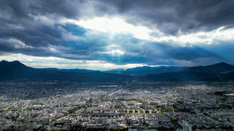 航拍云南丽江城市大景