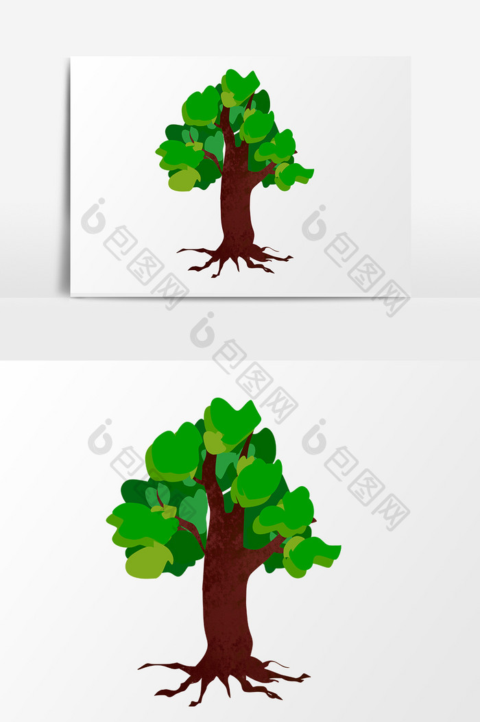 手绘卡通小清晰植树树小元素