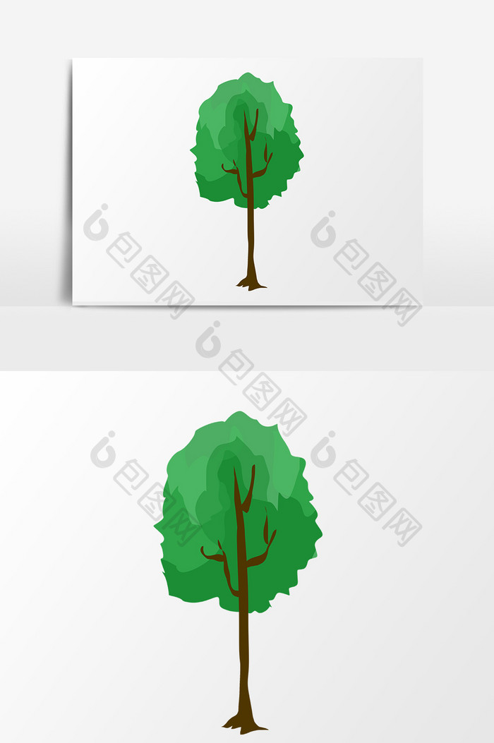 手绘卡通小清晰植树节绿色树
