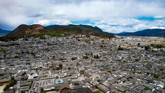 航拍云南丽江古城景区