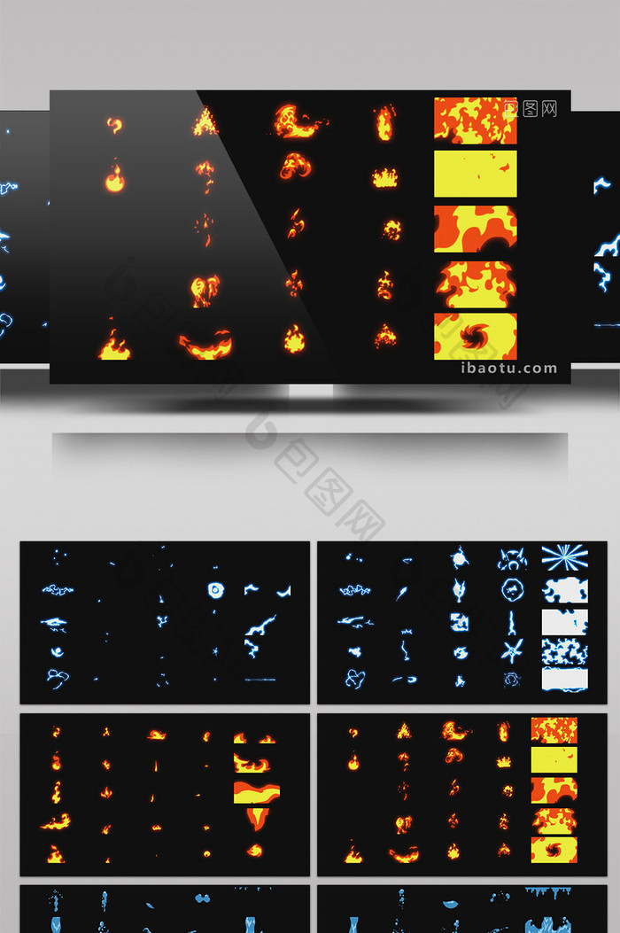 100个卡通水火能量烟雾动态元素AE模板