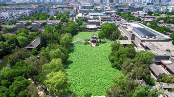 河北保定古莲池风景区航拍