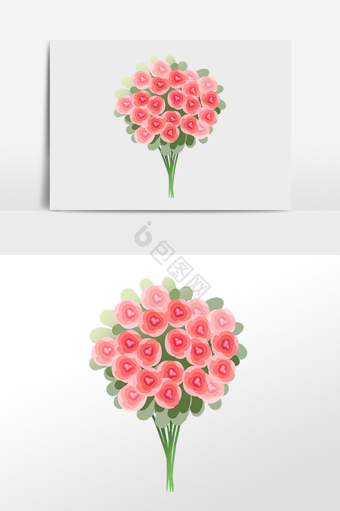 玫瑰花束插画图片