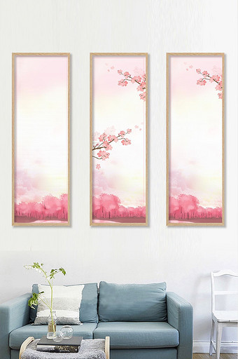 新中式中国风月光山水装饰画素材背景墙图片