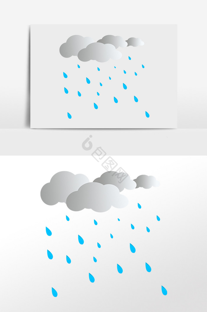 云朵雨水插画图片