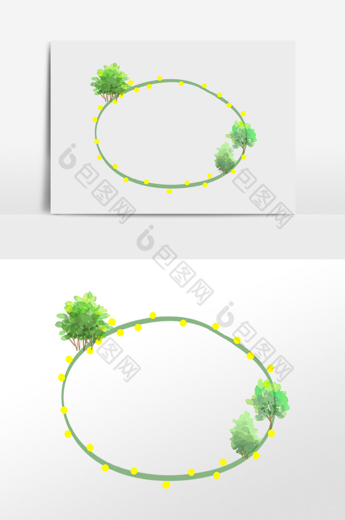 椭圆形植树节小框图片图片