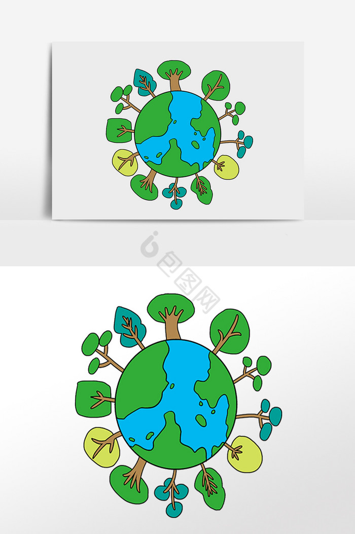 地球树木插画图片