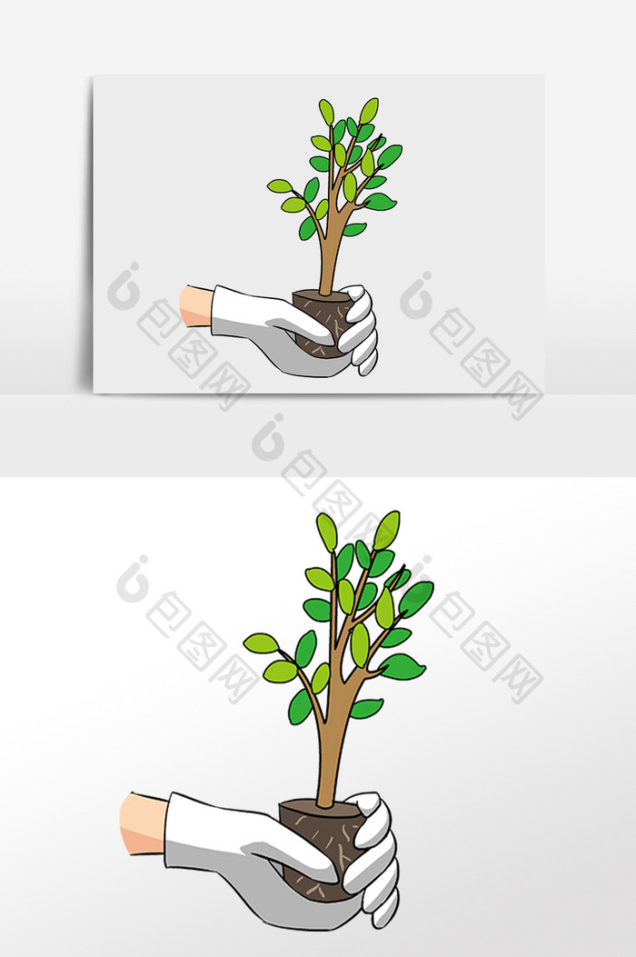 手绘植树节植树插图