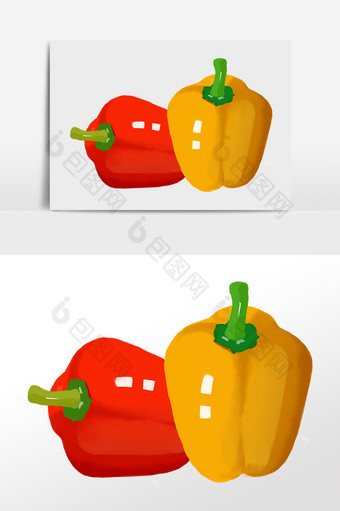 手绘蔬菜青椒插画图片