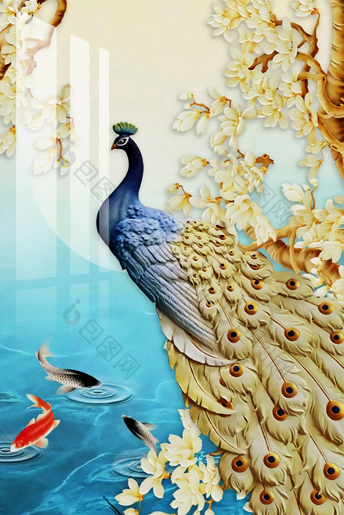 新中式3d立体浮雕蓝孔雀花瓶玄关装饰画 图片下载 包图网 新中式3d立体浮雕蓝孔雀花瓶玄关装饰画 图片下载 包图网