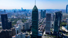 湖北武汉城市天际线高楼建筑航拍