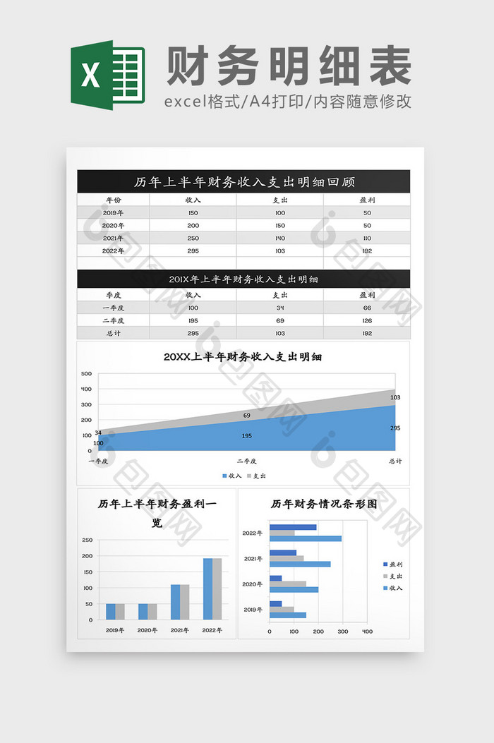 财务收入支出明细表Excel模板