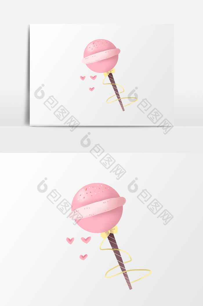 手绘卡通小清晰粉色棒棒糖装饰图案小元素